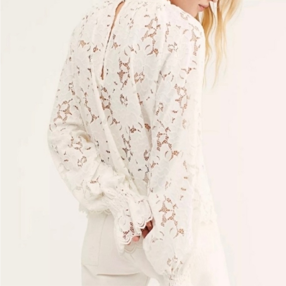 Free People Oversized Olivia Lace Top Sz S - Picture 2 of 8